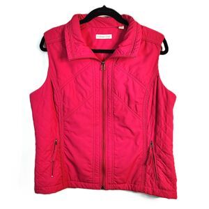 COLDWATER CREEK Jacket Vest Large Women's Pink Quilted Zip Up Front Pockets